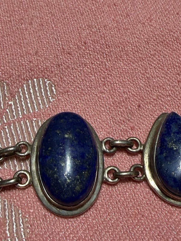 Lapis Lazuli 5 Cabochon Oval Bezel Link Bracelet, Toggle, NF925 Thailand￼ gallery