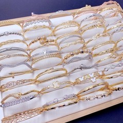 Wholesale 10Pcs Copper Plated Zircon Bracelets Women Fashion Jewelry Lot
