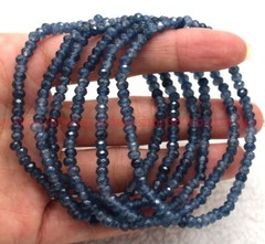 6 Pcs Natural 2x4mm Faceted Blue Apatite Rondelle Gemstone Beaded Bracelet 7.5in