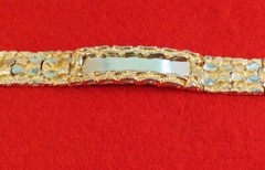 MENS 7 INCH 14KT GOLG PLATED NUGGET ID BRACELET OVER 51 GRAMS BLING IDB-100