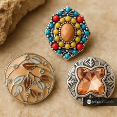 Snap Jewelry 3 Vintage 18MM Ginger Charm Buttons, Fits Snap Bracelets, Necklaces