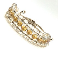 Adjustable Handmade Clear Crystal Style Beaded Bracelet Knotted Closure
