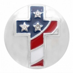 Snap Jewelry Cross USA Patriotic Enamel 18-20mm Fits Ginger Charms Accessories
