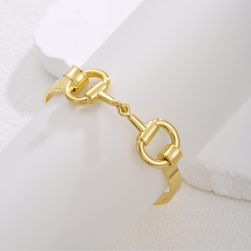 AOLIMI 18K Gold Plated Horse Bit Bangle Bracelets for Women Trendy Horseshoe ... gallery