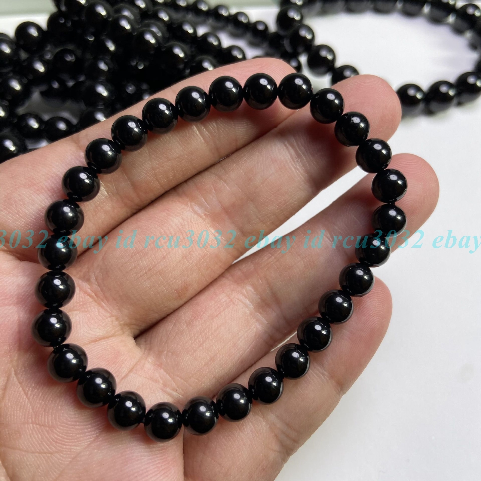 6/8/10mm Black Tourmaline Stretchy Handmade Crystal Gemstone Bracelet 7.5'' gallery
