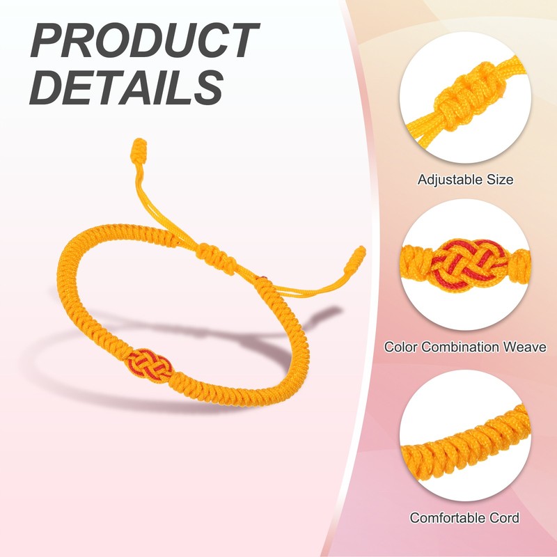 Matching Bracelets for Couple, 2pcs Red Yellow Knots Bracelets, Yellow gallery