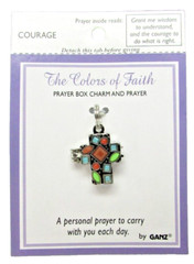 GANZ The Colors of Faith Prayer Box Charm & Prayer #EA7927 Courage 1-1/8″Lg NIP