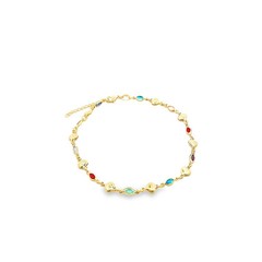 18K Gold Filled Multicolor CZ Heart Bracelet