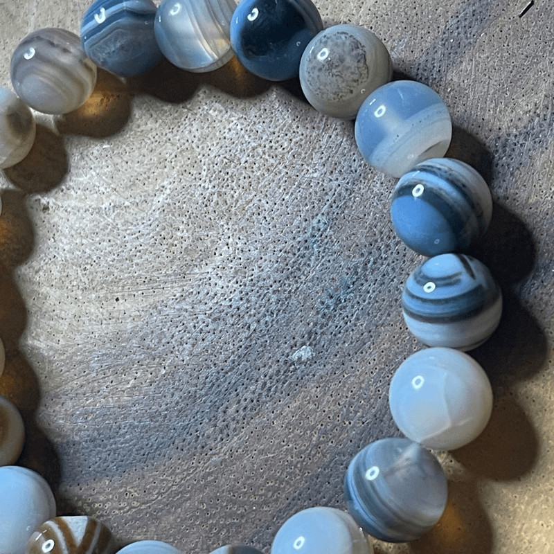 Botswana agate high quality faceted 10mm 7.5” ONE beaded stretch bracelet new cr gallery