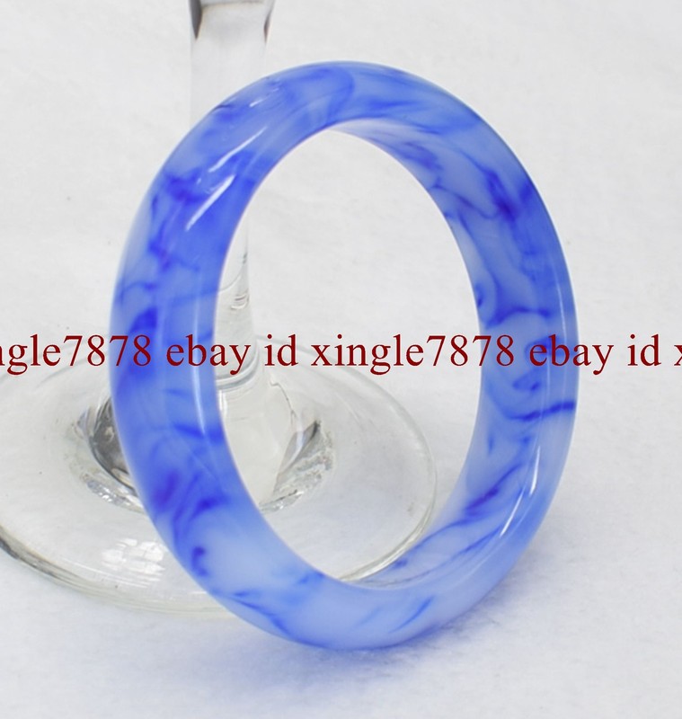 Natural White & Blue AAA Grade Jade Gemstone Bangle Bracelet 58-62mm Jewelry gallery