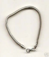 925 Sterling Silver 3mm Bracelet for All European Charm Beads 5 1/2 inch