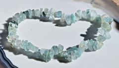 Aquamarine Chips Gemstone Bracelet Stretch Cord 7 Inches Multi Shapes/Sizes