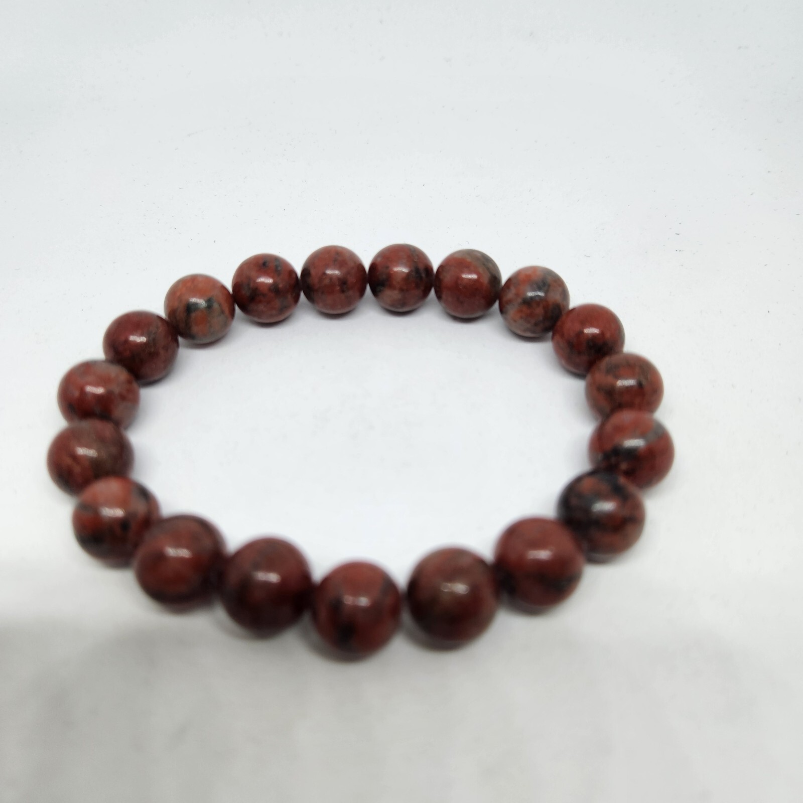 Bracelet Reddish Brown Black Marble Color Beads Stretch gallery