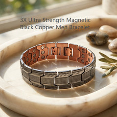 3X Ultra Strength Magnetic Black Copper Men Bracelet Vintage Therapy Energy Heal