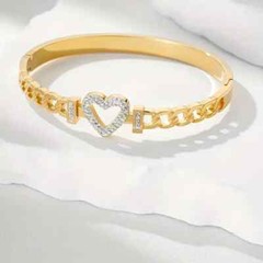 3 Ct Round Cut Simulated Diamond 925 Silver Gold Finish Women Bangle Bracelet