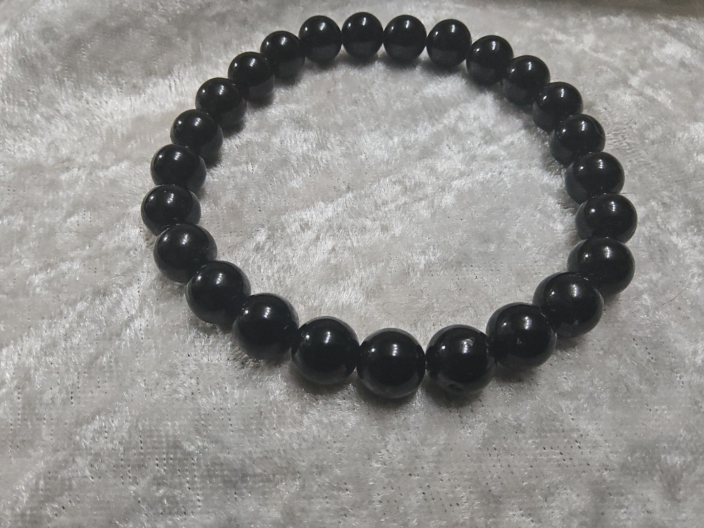 Natural Polished Onyx Crystal Stone Round Beaded Stretch Bracelet 7" gallery