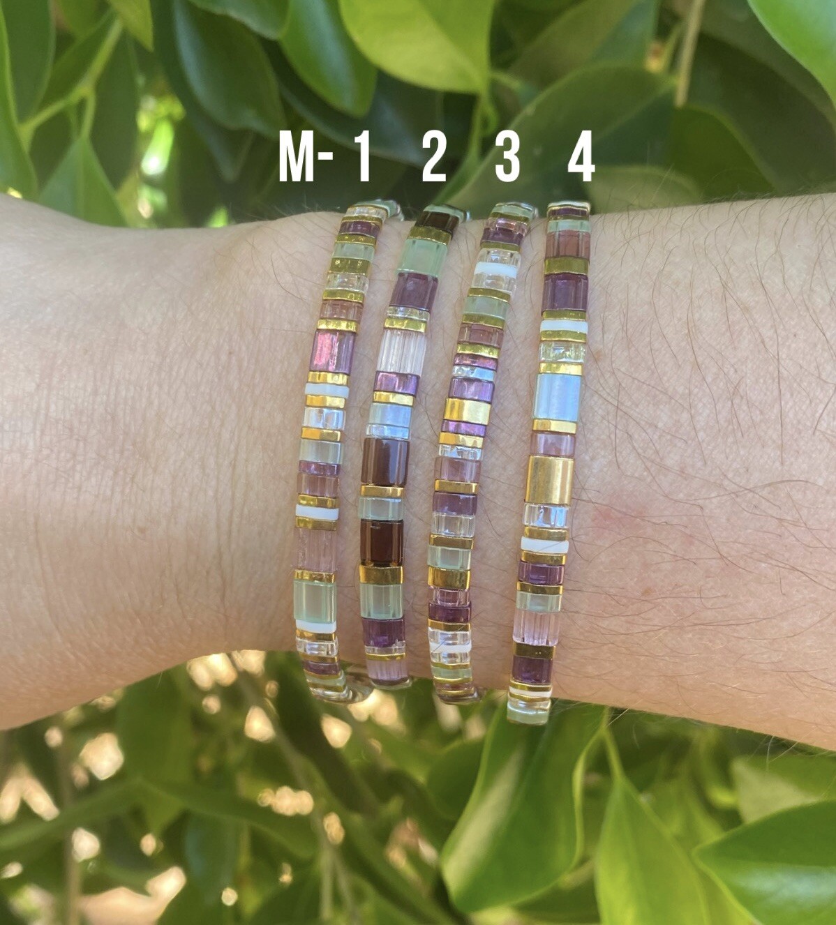 Miyuki Tila Mermaid gold silver bracelet boho Japanese glass tile stackable USA gallery