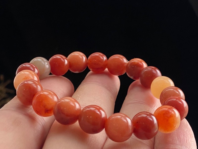 10mm Certified Grade "A" Natural Rare Red Jade Bracelet 黄龙玉 2004 gallery