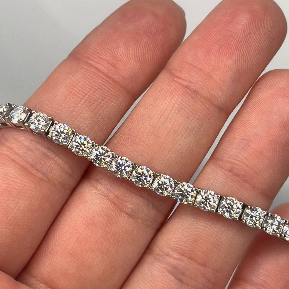 3mm Moissanite Tennis bracelet Sterling Silver White Gold Plated VVS D Bracelet