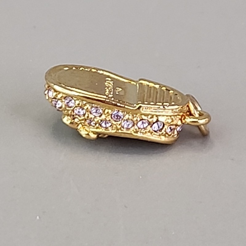 Firenza Baby Shoe Charm May Birthstone Clear Rhinestones Gold Tone 17mm gallery