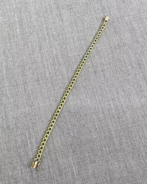 10 Ct Round Lab Created Emerald Women's Tennis Bracelet 14K Yellow Gold plated gallery
