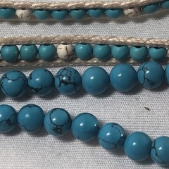 Set of 2 Handmade Natural Turquoise Gemstone Bracelet Beads 7″-9″ Adjustable