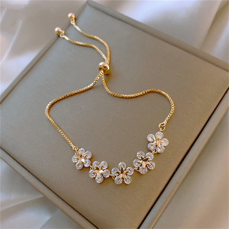 Adjustable Yellow Gold Silver Plated CZ Drawstring Slider Bracelet Gifts - NEW! gallery