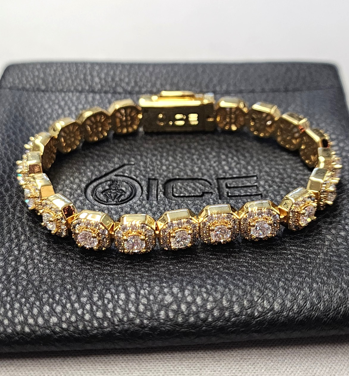 6ice 18K Gold Plated Micro Cluster Tennis Bracelet 7" gallery