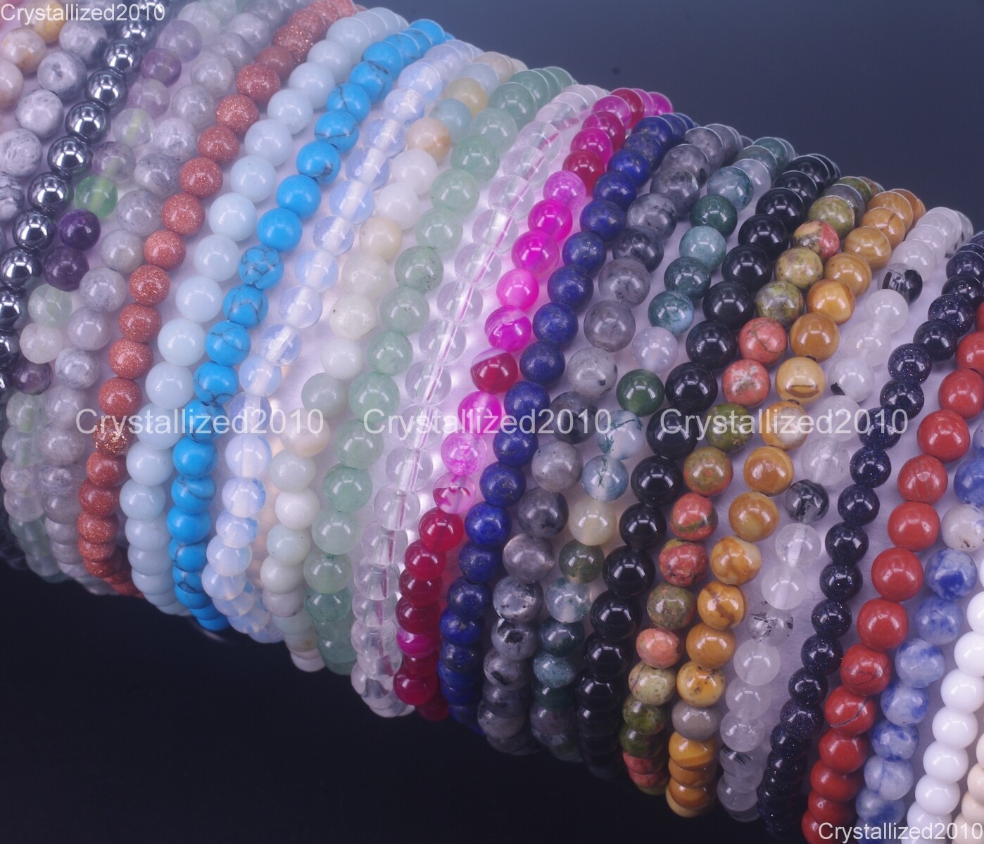 Handmade 4mm AAA Natural Gemstone Round Beads Stretchy Bracelet Healing Reiki 8" gallery