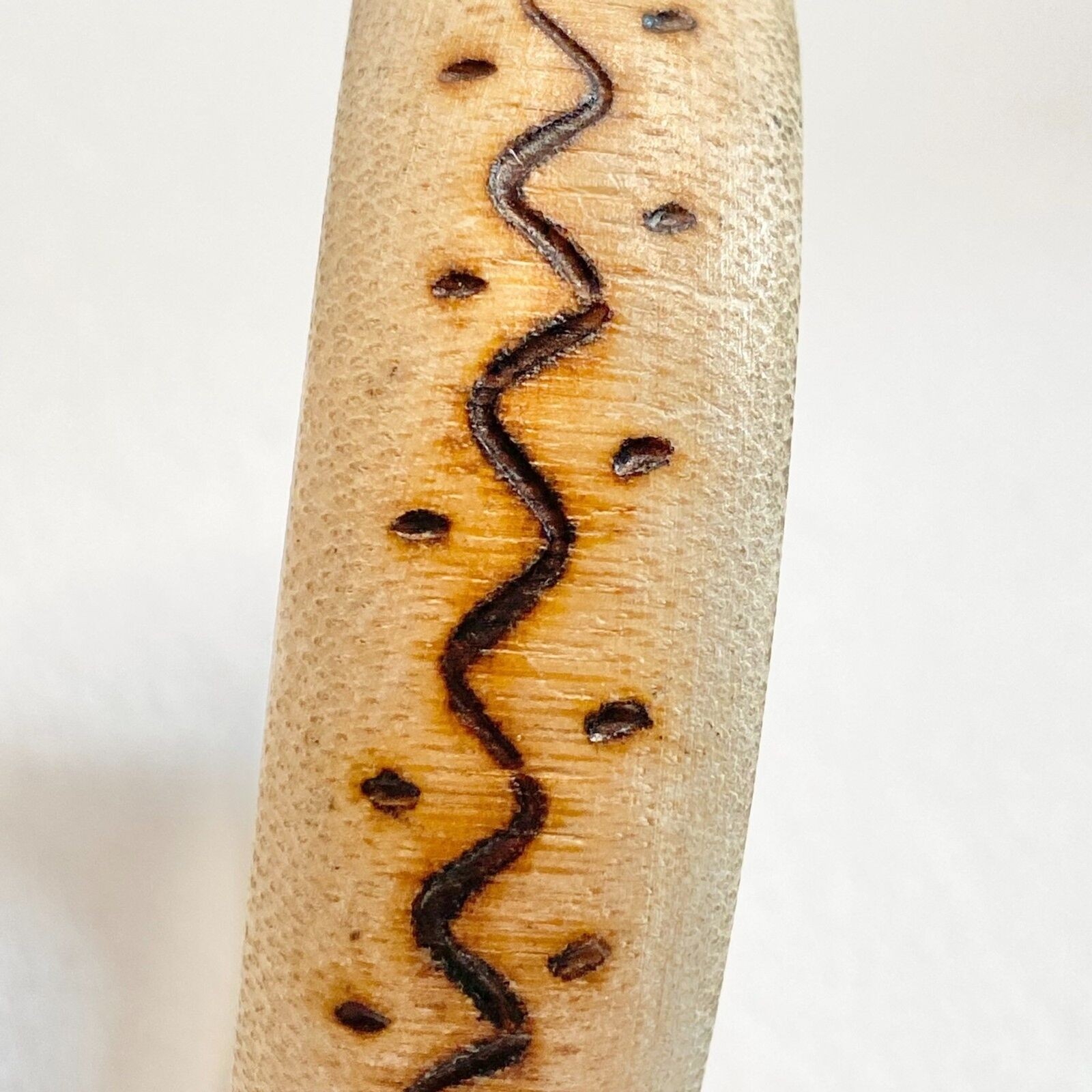Beige Tan Engraved Wood Bangle Bracelet Boho Artisan Natural gallery