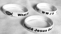 3 Jesus WWJD Bracelet Fundraiser Wristband Rubber/Silicone Arm Band White Black