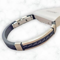 NWT Kanèoré Men’s Black Braided Cord with Silver Tone Metal Accent Cuff Bracelet