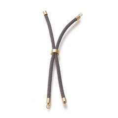 10x Nylon Twisted Cord Bracelet Making Slider Bracelet DIY w/ Brass Finding Gray