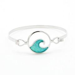 Resin Metal Alloy Hawaiian Fashion 6.5″ Bangle Hook Bracelet – Round Wave