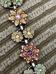 Brighton Enamel/Crystal Multicolor 7” Silver Tone Link Bracelet Women’s Jewelry