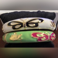 Elegant Butterfly Bangle Set – Green and White