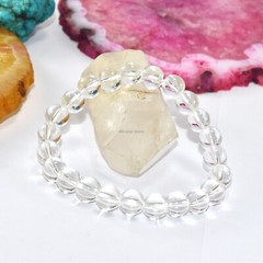 Authentic Clear Quartz Crystal Meditation & Yoga Bracelet Smooth Plain Pure Soul