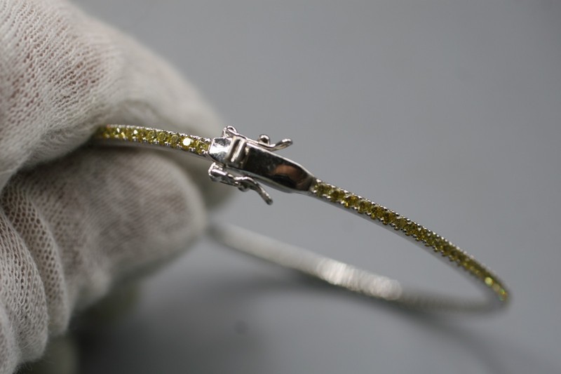 Stackable Oval Bangle Bracelet Yellow CZ Sterling Silver R7 gallery