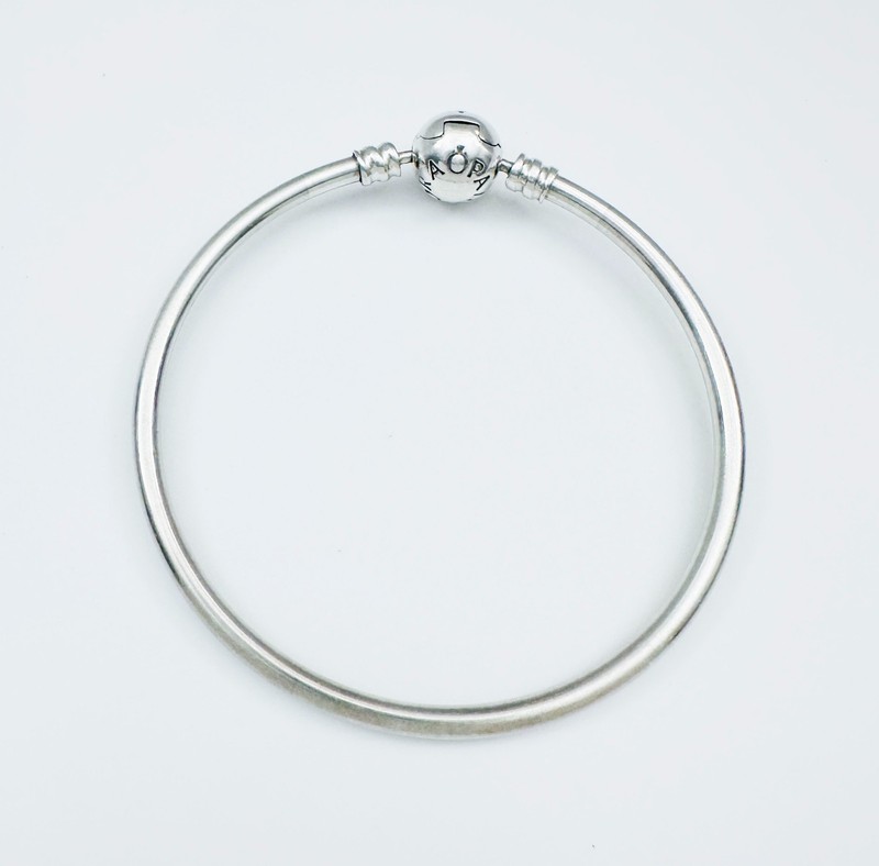 PANDORA ALE 925 Sterling Silver Round Clasp Bangle Bracelet 6.7" (17cm) gallery