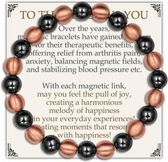 Pulsera de cobre puro y hematita magnetica de 3500 Gauss elastica para regalo