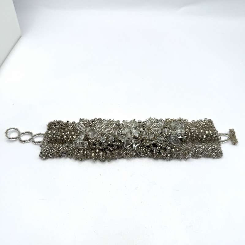 Vintage Quartz Crystal Lacework Cuff Bracelet 7 Inches Flapper style gallery