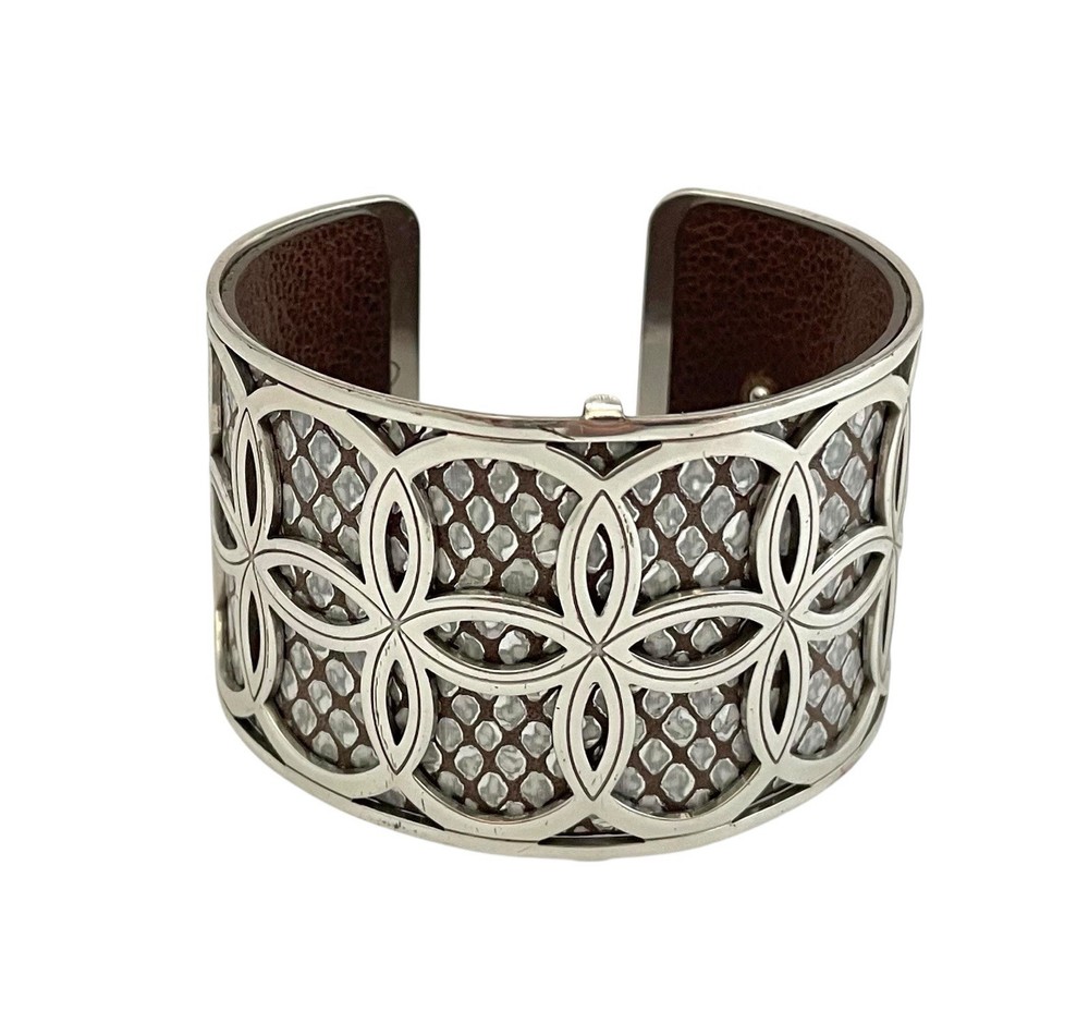 Brighton Bracelet Christo NYC Wide Cuff Silver. Silver Leather Insert MSRP $70+