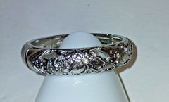 Hawaiian Silver Tone Floral Hinged Bangle Bracelet