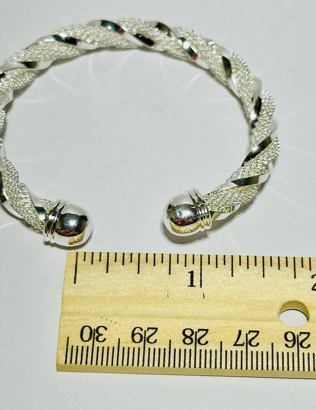 Silver Tone Twisted Cuff Bracelet 6 1/4 In. gallery