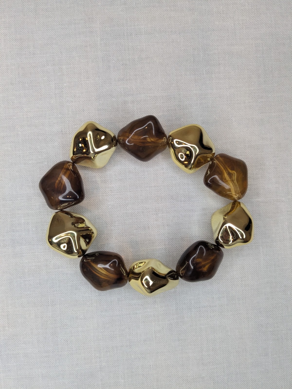 Tortoise Amber Nara Stone Irregular Beaded Stretch Bracelet - Abeni Adornments gallery