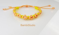 Handwoven Macrame Daisy Sun Flower Bracelet Adjustable Braided Cotton Cord