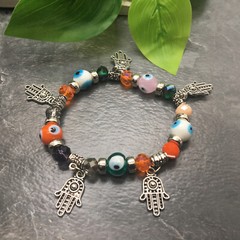 Handmade Evil Eye Beaded Bracelet Unisex Stretch Protection & Blessings New 8428