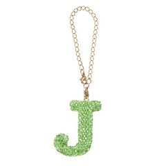 Letter Bag Charm Bling Glitter Letter Charm Initial, Green, J Shape
