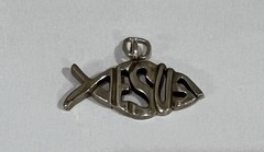 925 Sterling Silver Jesus Christian Fish Pendant Charm