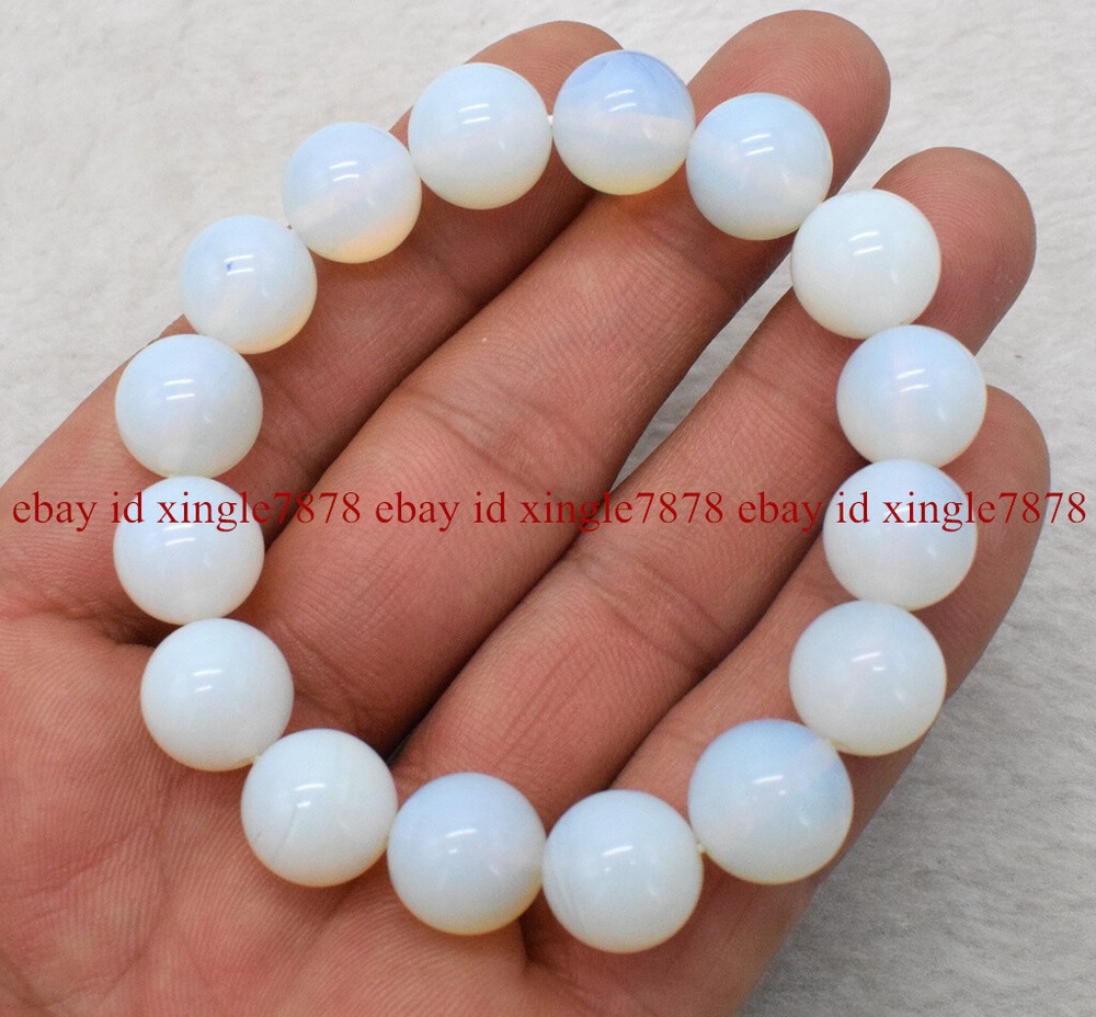 Natural 6/8/10/12/14mm White Sri Lanka Moonstone Round Gems Beads Bracelet 7.5"